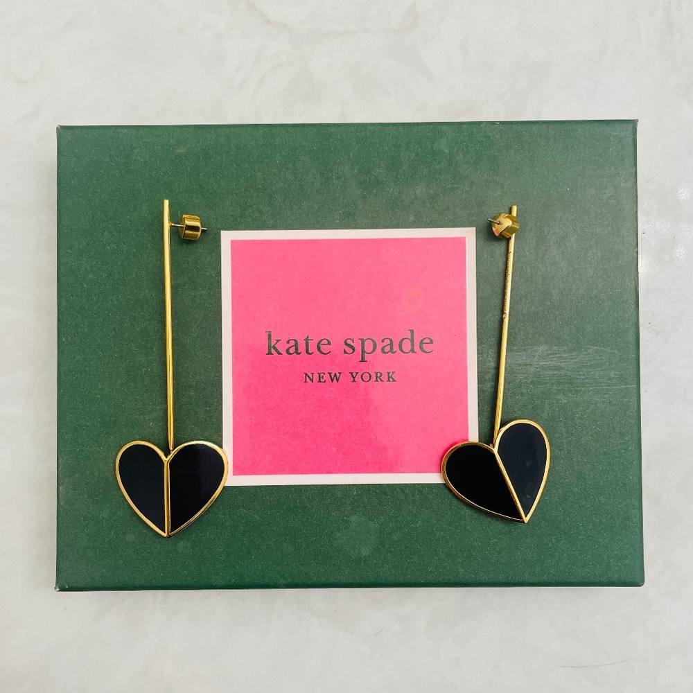 Kate Spade Heritage Spade Linear Earrings, Color Black